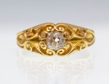 VICTORIAN 18CT GOLD AND DIAMOND SOLITAIRE GYPSY RING