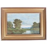 ATTRIBUTED TO JACOB HENRICUS MARIS OIL PAINTING OF LANDSCAPE ON TILE