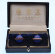 hallmarked 18ct gold Garrard Crown Jewellers lapis lazuli and ruby cufflinks