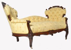 19TH CENTURY VICTORIAN MAHOGANY DOUBLE SCROLL END SOFA SETTEE