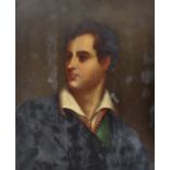 CIRCLE OF THOMAS PHILLIPS OIL ON COPPER PORTRAIT OF LORD BYRON