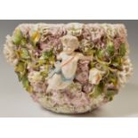 19TH CENTURY GERMAN SITZENDORF FLORAL CHERUB PLANTER PLANT POT