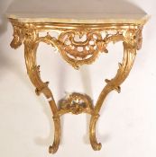 19TH CENTURY FRENCH GILT WOOD MARBLE BOW FRONT CONSOLE TABLE