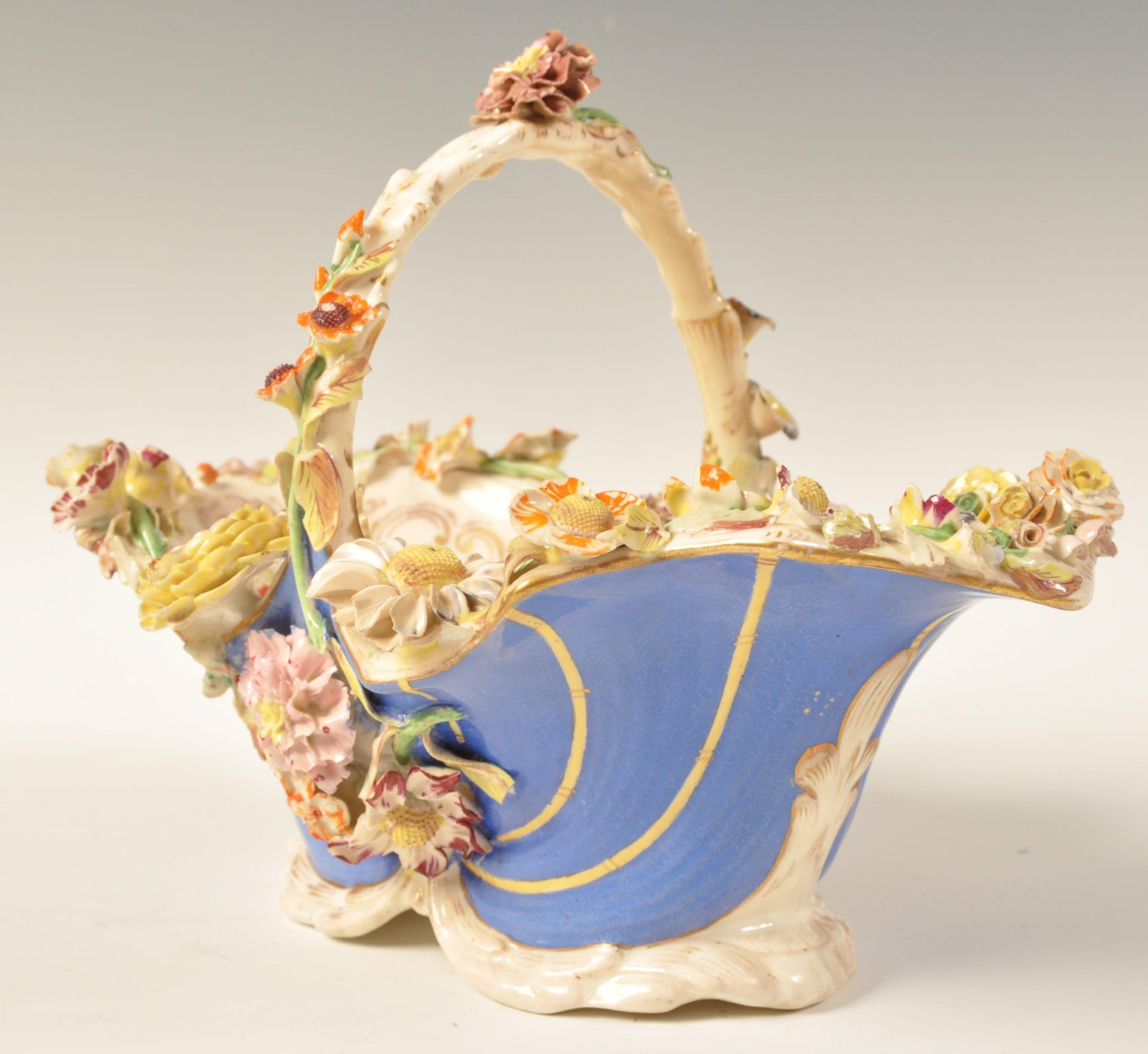 19TH CENTURY COALPORT PORCELAIN FLORAL ENCRUSTED BON BON BASKET - Bild 2 aus 5