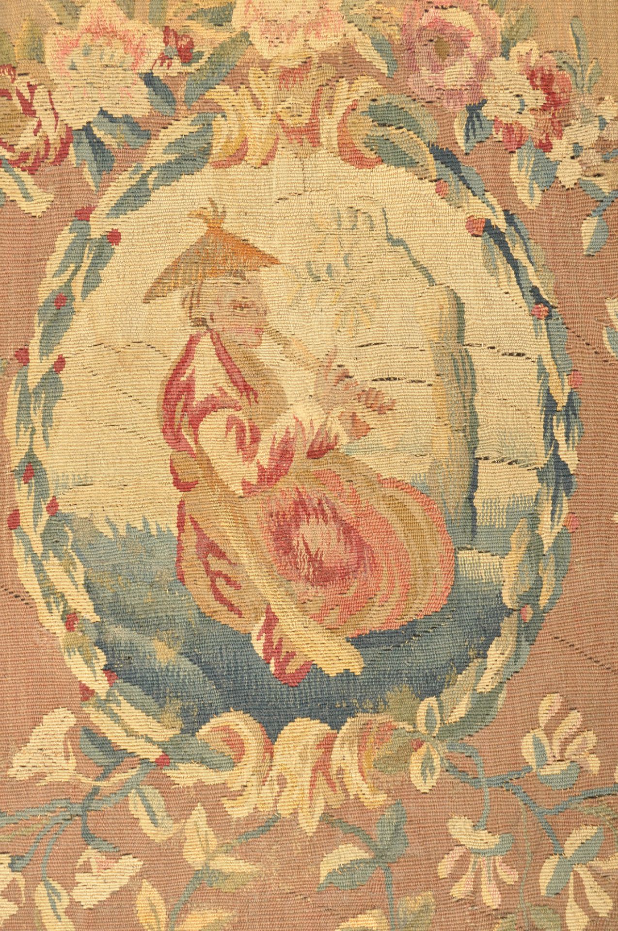 18TH CENTURY PARTIAL TAPESTRY FRAGMENT EMBROIDERY