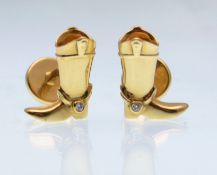 A pair of 18ct gold and diamond Tiffany & Co figural cufflinks in the form of riding boots set
