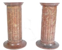 PAIR 19TH CENTURY FAUX MARBLE PAINTED PEDESTAL BUST STANDS