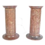 PAIR 19TH CENTURY FAUX MARBLE PAINTED PEDESTAL BUST STANDS