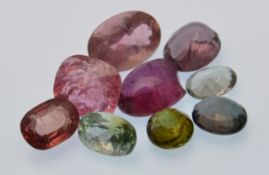 A selection of  mixed cut loose gemstones to include tourmaline. Sizes ranging around 4mm to 12mm.