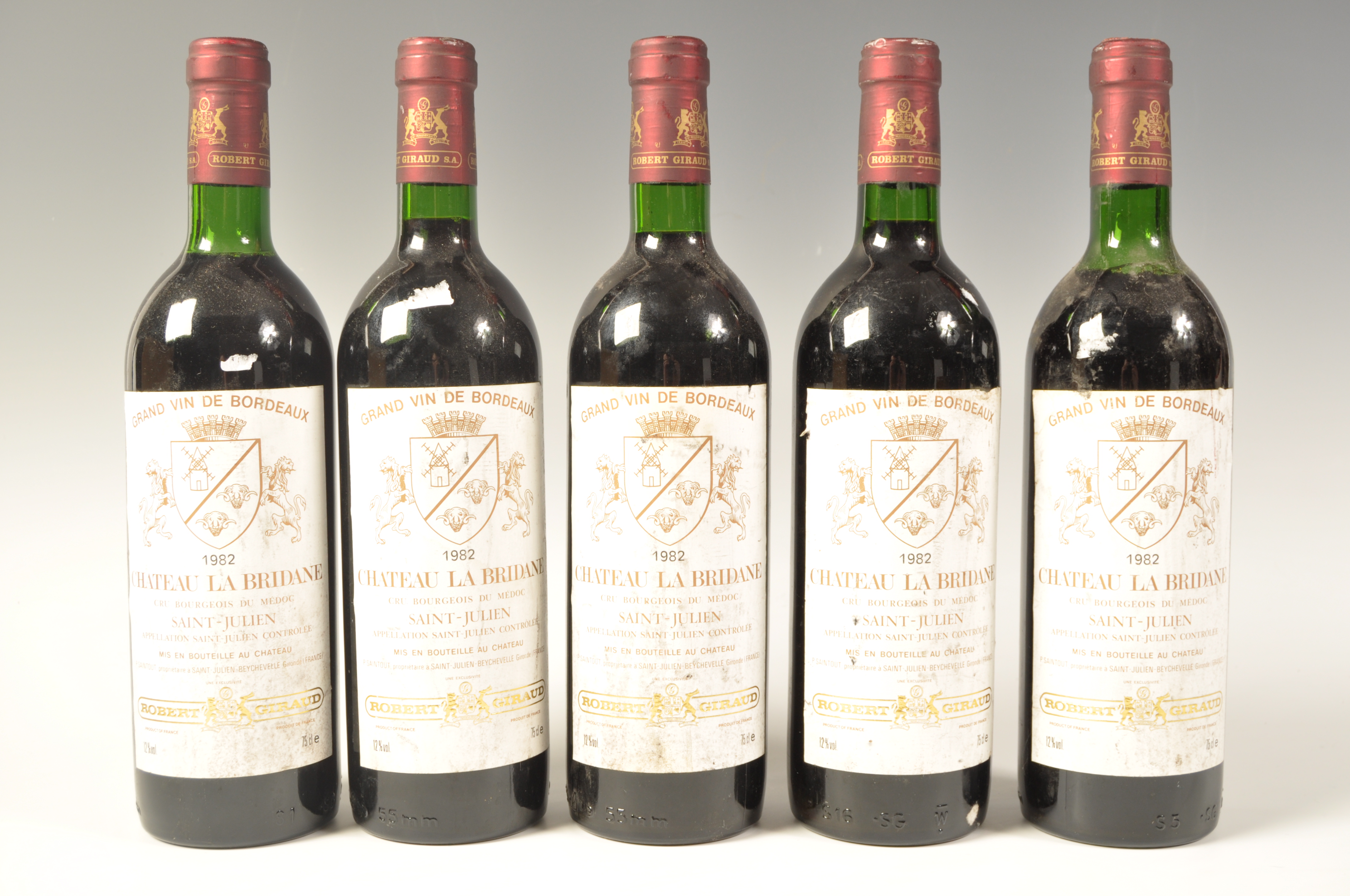 FIVE BOTTLES OF CHATEAU LA BRIDANE 1982