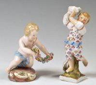 19TH CENTURY CONTINENTAL MEISSEN PORCELAIN CHERUB FIGURINE