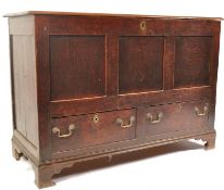 A LARGE 18TH CENTURY GEORGE III OAK COUNTRY MULE CHEST COFFER