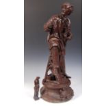 LARGE 19TH CENTURY BRONZED SPELTER SCULPTOR FIGURE ' ARTS '