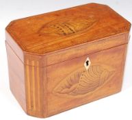 18TH CENTURY GEORGE III SATINWOOD CONCH SHELL INLAID TEA CADDY