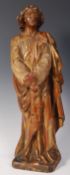 17TH CENTURY CARVED ECCLESIASTICAL WOODEN FIGURE OF ST JOHN