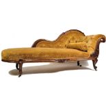 19TH CENTURY VICTORIAN CHAISE LONGUE SHOW WOOD DAYBED