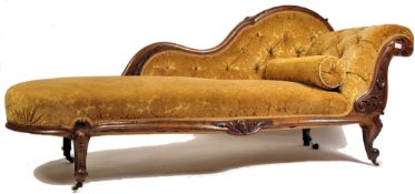 19TH CENTURY VICTORIAN CHAISE LONGUE SHOW WOOD DAYBED