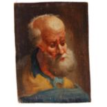 A 19TH CENTURY OIL PORTRAIT PAINTING ON WOOD AFTER REMBRANDT