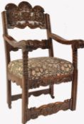 17TH CENTURY RENAISSANCE TUSCAN CARVED WALNUT THRONE CHAIR