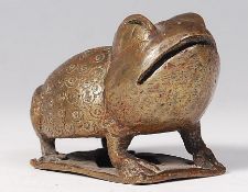 19TH CENTURY ASHANTI AKAN AFRICAN BRONZE FROG GOLD WEIGHT