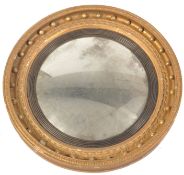 19TH CENTURY REGENCY GILTWOOD CONVEX COMPOSITE WALL MIRROR