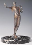 EARLY 20TH CENTURY ART DECO SPELTER FIGURINE ON MARBLE BASE