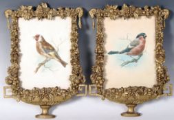 PAIR OF 19TH CENTURY WATERCOLOUR PAINTINGS AND GESSO FRAMES