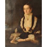 MARY LEMON WALLER (1850-1931) PORTRAIT OIL ON CANVAS PAINTING