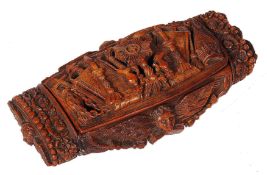 19TH CENTURY NAPOLEONIC FRENCH MISSIONARY COQUILLA NUT SNUFF BOX