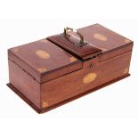 A 19TH CENTURY GEORGE III MAHOGANY INLAID CIGAR BOX - HUMIDOR