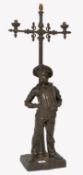 19TH CENTURY FRENCH SPELTER SIFFLEUR TABLE LAMP SIGNED MILLARD