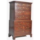 A 19TH CENTURY GEORGE III MAHOGANY CHEST ON CHEST OF DRAWERS