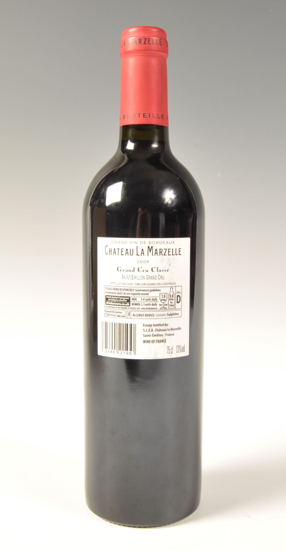 BOTTLE OF CHATEAU LA MARZELLE 2008 RED WINE - Bild 2 aus 4