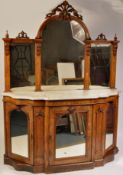 19TH CENTURY HIGH VICTORIAN MARBLE AND WALNUT CREDENZA