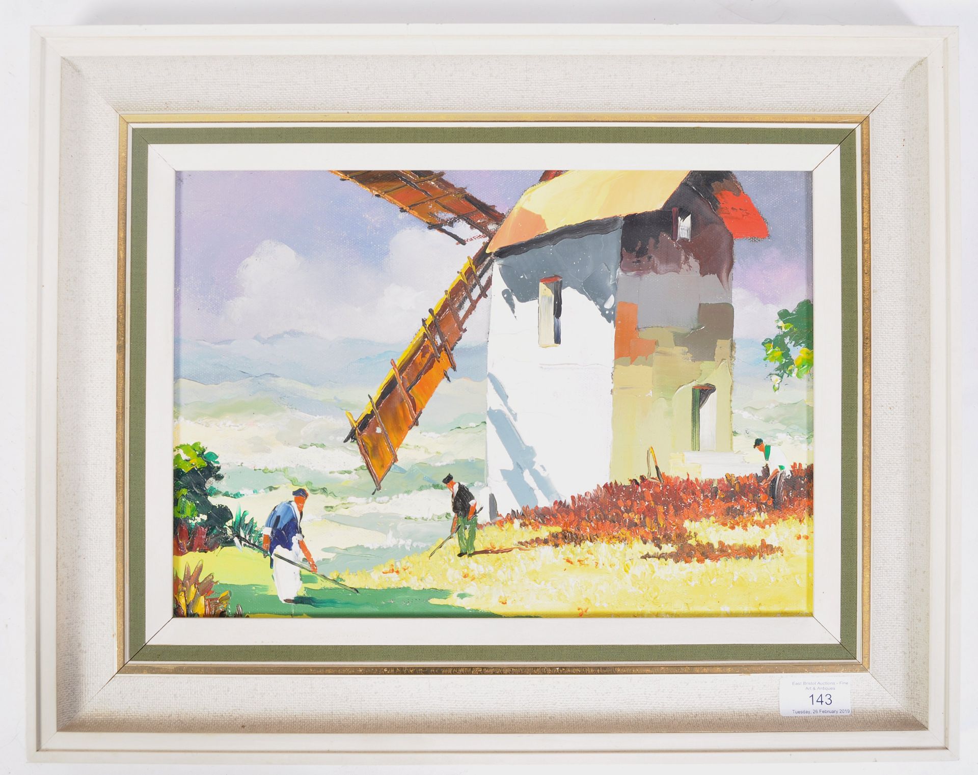 BELIEVED D'OYLY JOHN OIL ON CANVAS PAINTING - WINDMILL SCENE - Bild 2 aus 7