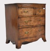 19TH CENTURY SERPENTINE WALNUT FRONTED BACHELORS CHEST OF DRAWERS