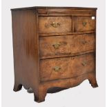 19TH CENTURY SERPENTINE WALNUT FRONTED BACHELORS CHEST OF DRAWERS
