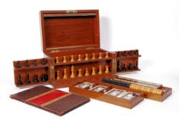 19TH CENTURY VICTORIAN MAHOGANY GAMES COMPENDIUM BOX.