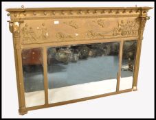 19TH CENTURY GILT WOOD & GESSO WORKED TRIPTYCH OVE