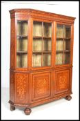 18TH CENTURY DUTCH MARQUETRY INLAID VITRINE BOOKCASE CABINET