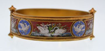 19TH CENTURY ETRUSCAN REVIVAL MICRO MOSAIC BANGLE BRACELET