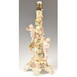 19TH CENTURY MEISSEN SITZENDORF PORCELAIN CHERUB TABLE LAMP