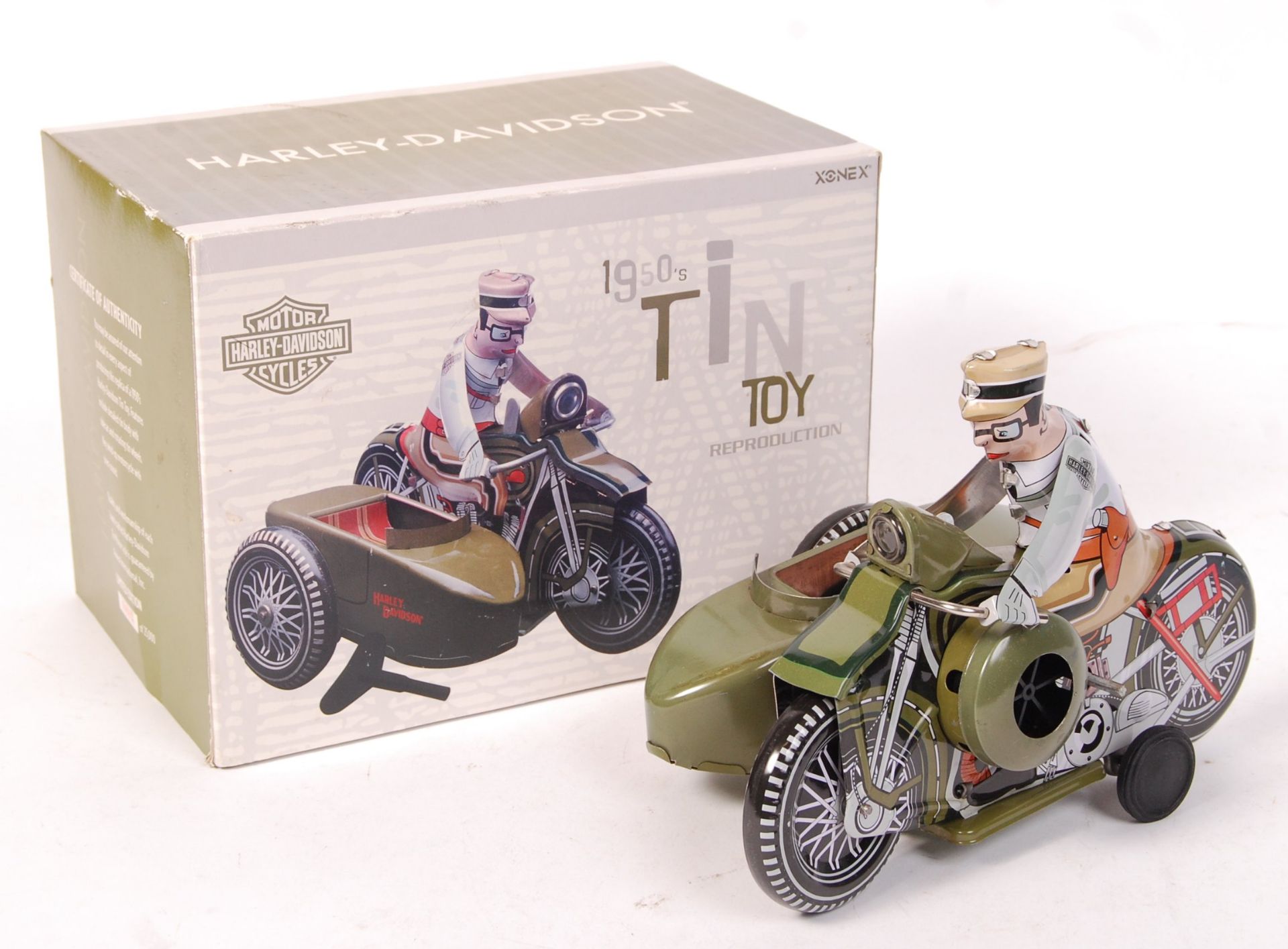 XONEX HARLEY DAVIDSON TINPLATE CLOCKWORK ' 1950'S TIN TOY '