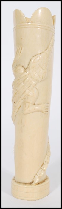 An early 20th century Ivory vase having relief dec - Image 2 of 18