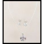 A sterling silver demi parure suite set of cz jewe