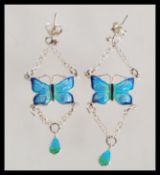A pair of silver Art Deco style drop earrings havi