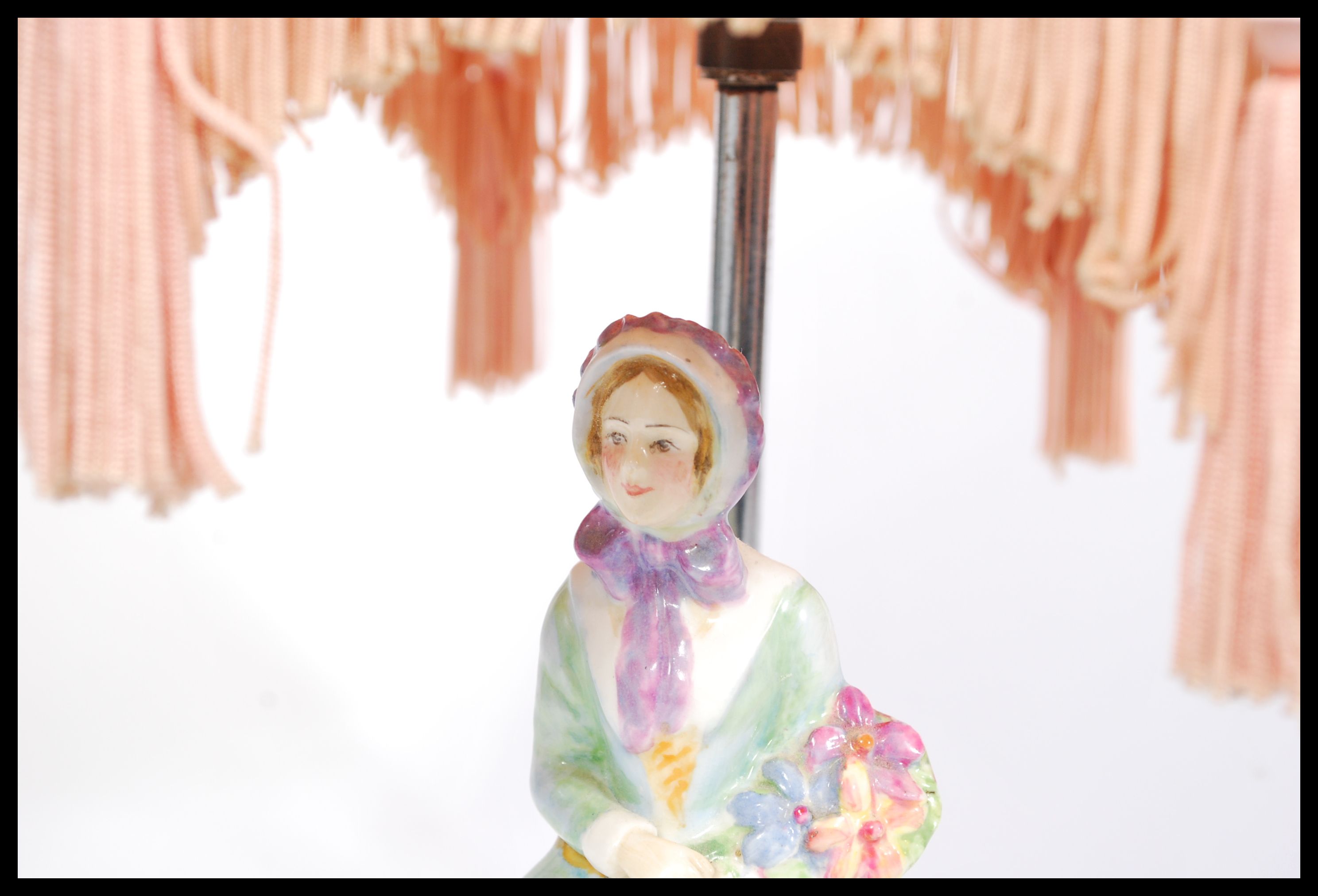 A Royal Doulton ceramic figurine lamp of a lady in - Image 2 of 4