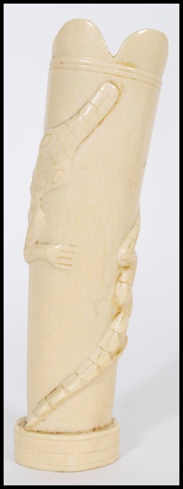 An early 20th century Ivory vase having relief dec - Image 7 of 18