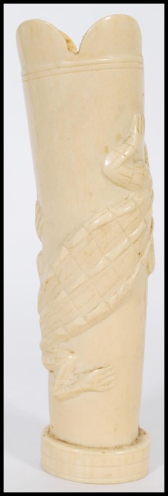 An early 20th century Ivory vase having relief dec - Bild 3 aus 18