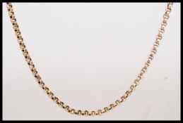 A hallmarked 9ct gold long belcher link necklace c
